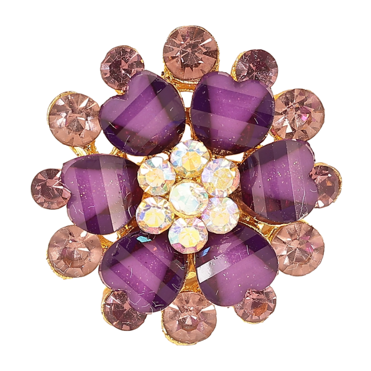 Брошь Цветок с бордово-сиреневыми стразами фото №8 Брошь Цветок с бордово-сиреневыми стразами фото №8