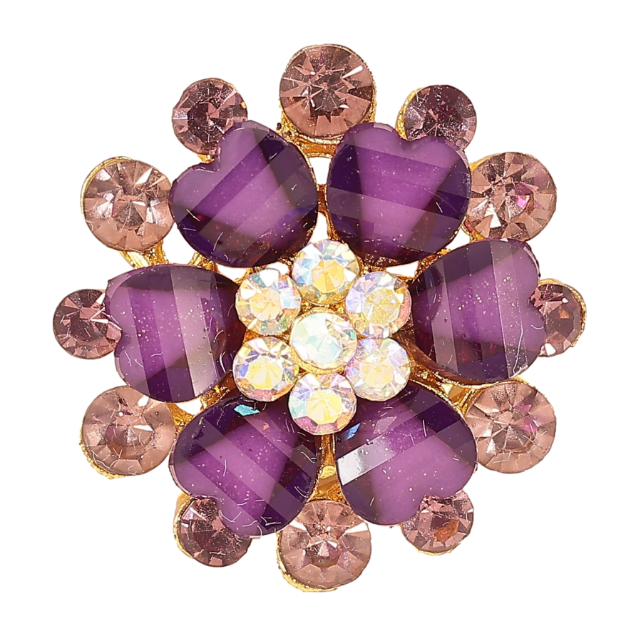 Брошка «Квітка з бордово-бузковими стразами» фото №1