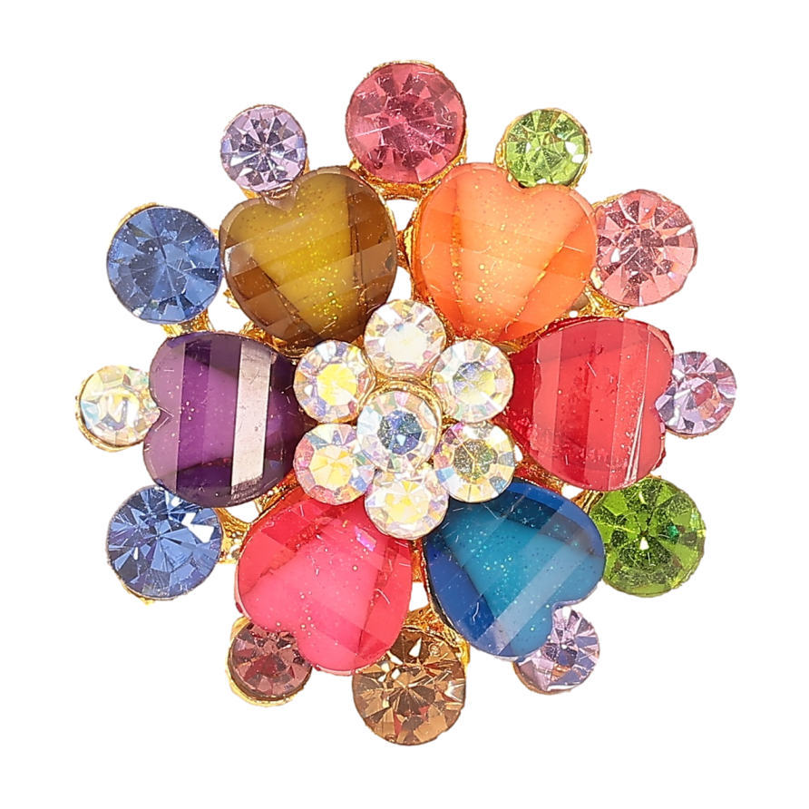 Брошка «Квітка з різнокольоровими стразами» фото №1 Брошка «Квітка з різнокольоровими стразами» фото №1