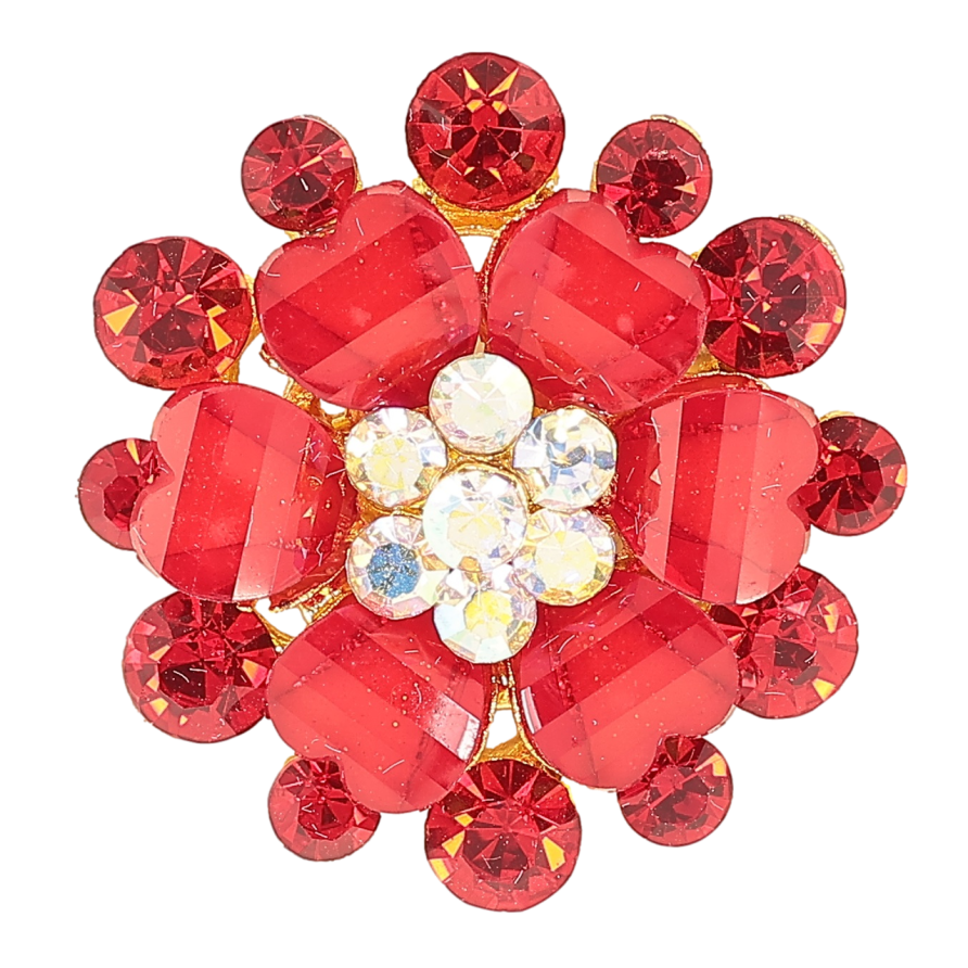 Брошь Цветок с красными стразами фото №1 Брошь Цветок с красными стразами фото №1