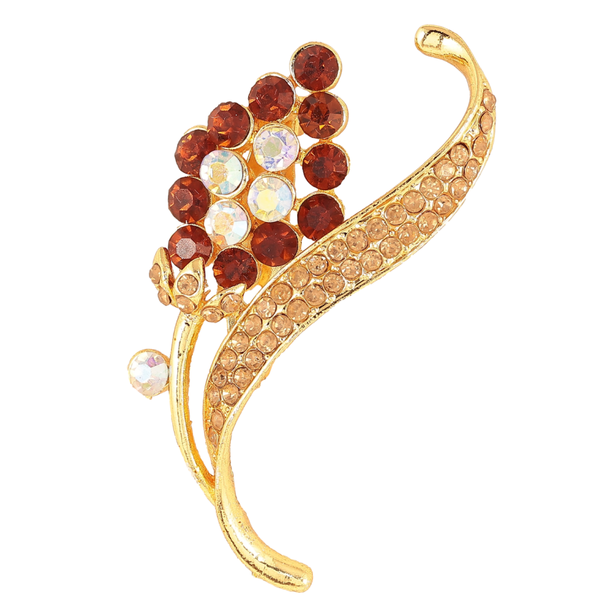 Брошка «Гілочка з червоно-золотистими стразами» фото №1 Брошка «Гілочка з червоно-золотистими стразами» фото №1