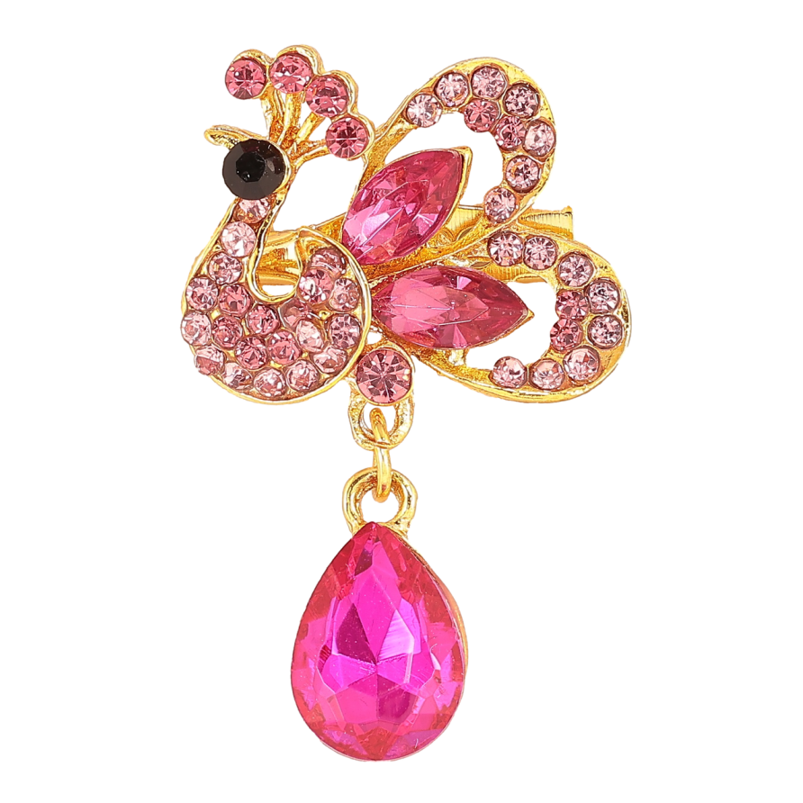 Брошка «Павич з рожевими стразами» фото №1