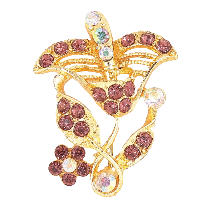 Брошь Цветок с бордовыми стразами фото №4 Брошь Цветок с бордовыми стразами фото №4