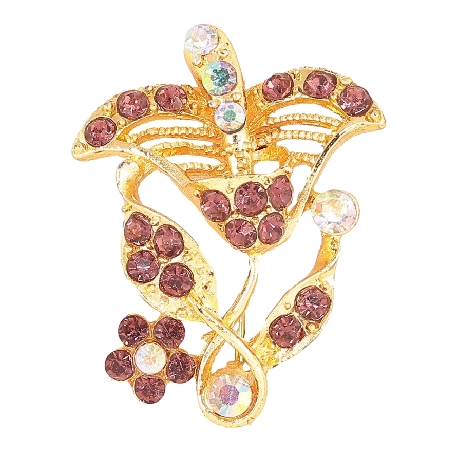 Брошь Цветок с бордовыми стразами фото №1 Брошь Цветок с бордовыми стразами фото №1
