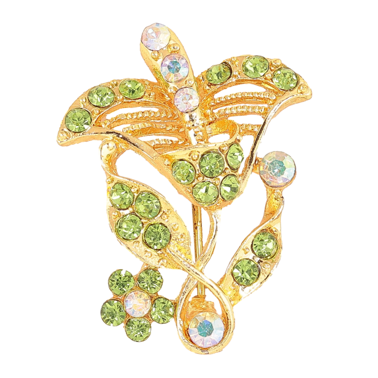 Брошь Цветок с зелеными стразами фото №25 Брошь Цветок с зелеными стразами фото №25