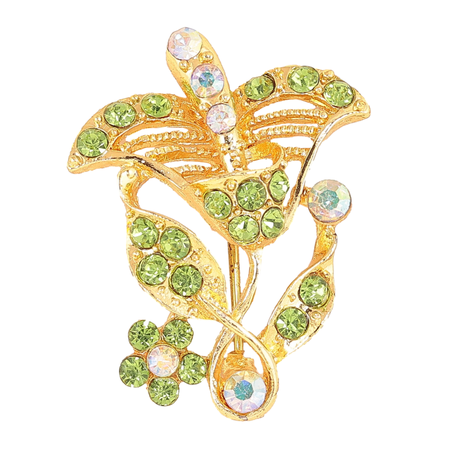 Брошка «Квітка з зеленими стразами» фото №1 Брошка «Квітка з зеленими стразами» фото №1