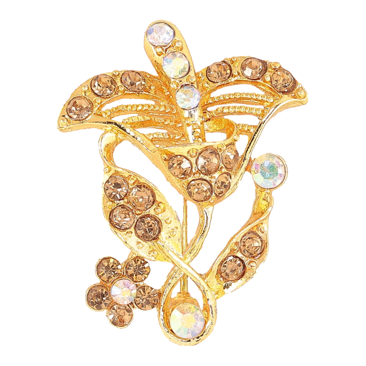 Брошь Цветок с золотистыми стразами фото №23 Брошь Цветок с золотистыми стразами фото №23