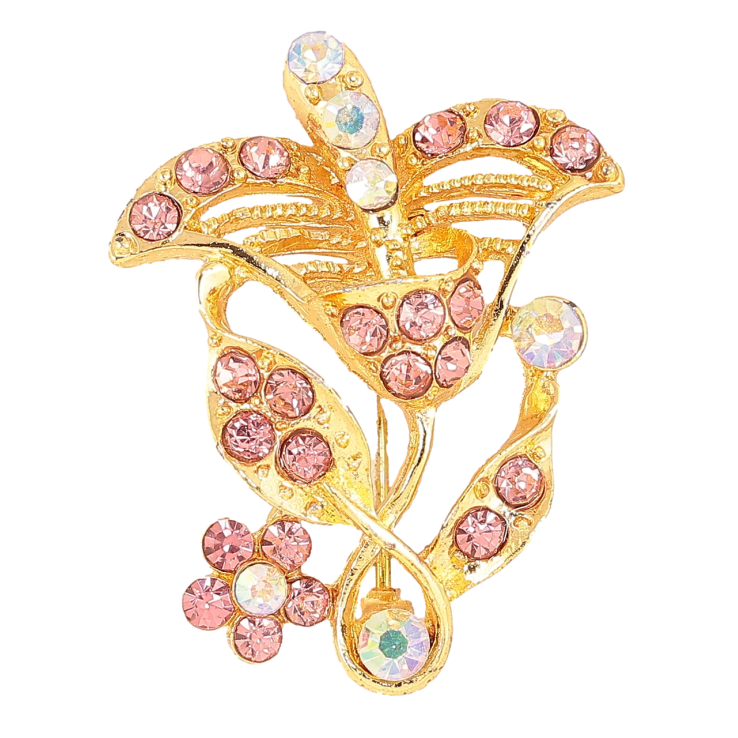 Брошь Цветок с розовыми стразами фото №9 Брошь Цветок с розовыми стразами фото №9