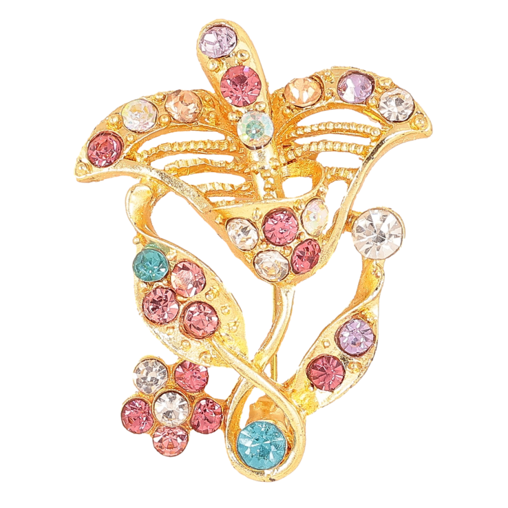 Брошь Цветок с разноцветными стразами фото №11 Брошь Цветок с разноцветными стразами фото №11