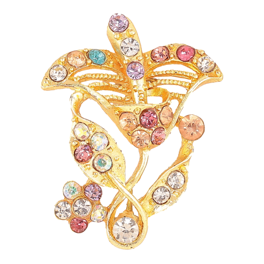 Брошь Цветок с разноцветными стразами фото №1