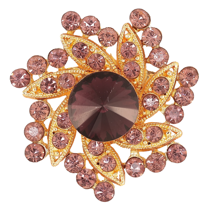 Брошь Цветок с бордовыми стразами фото №5 Брошь Цветок с бордовыми стразами фото №5