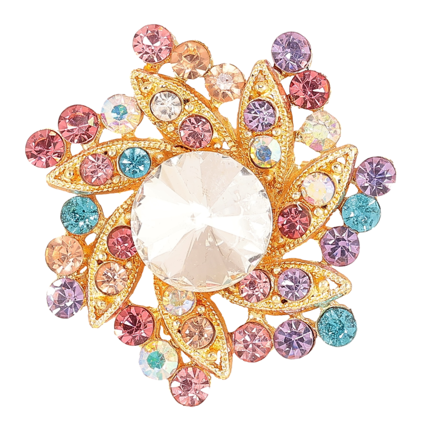 Брошь Цветок с разноцветными стразами фото №1 Брошь Цветок с разноцветными стразами фото №1