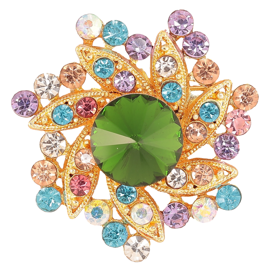 Брошь Цветок с разноцветными стразами фото №1 Брошь Цветок с разноцветными стразами фото №1