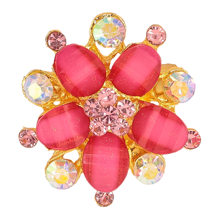 Брошь Цветок с розовыми и радужными кристаллами фото №10 Брошь Цветок с розовыми и радужными кристаллами фото №10