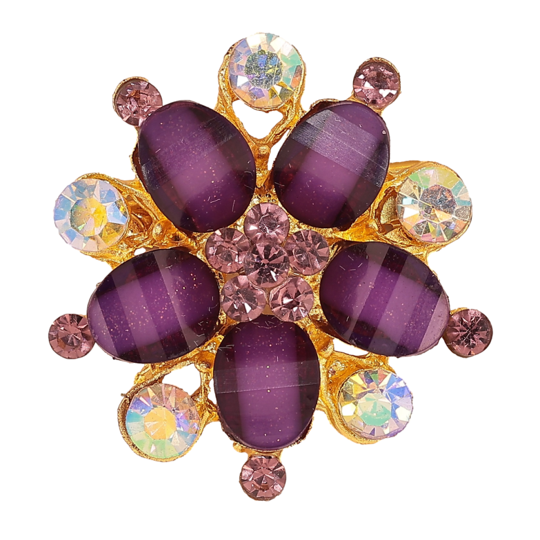 Брошь Цветок с фиолетовыми и радужными кристаллами фото №2 Брошь Цветок с фиолетовыми и радужными кристаллами фото №2