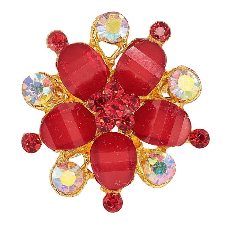 Брошь Цветок с красными и радужными кристаллами фото №21 Брошь Цветок с красными и радужными кристаллами фото №21