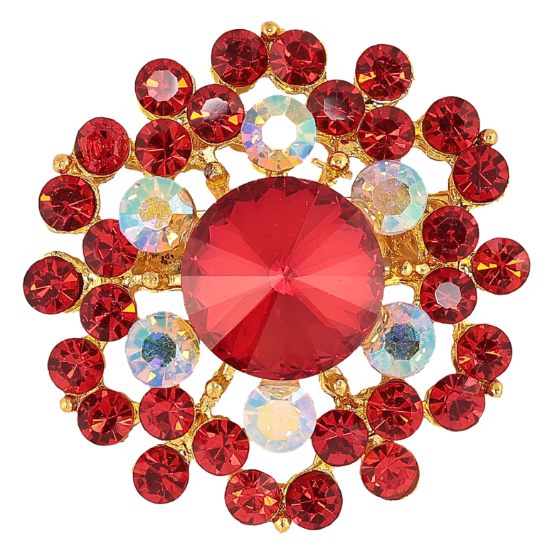 Брошь Цветок с красными стразами фото №1 Брошь Цветок с красными стразами фото №1