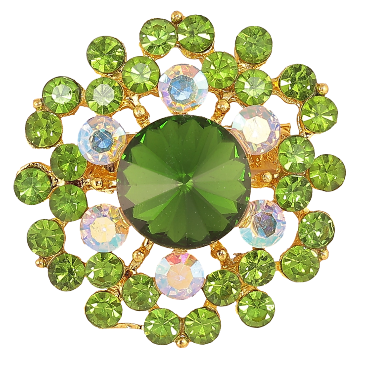 Брошь Цветок с зелеными стразами фото №3 Брошь Цветок с зелеными стразами фото №3