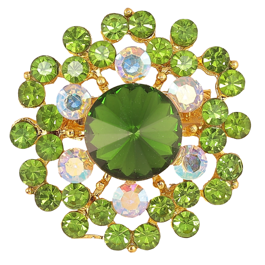 Брошь Цветок с зелеными стразами фото №1 Брошь Цветок с зелеными стразами фото №1
