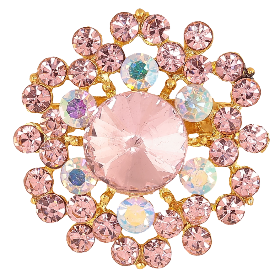 Брошь Цветок с розовыми стразами фото №1 Брошь Цветок с розовыми стразами фото №1