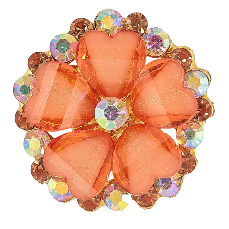 Брошь Цветок из оранжевых кристаллов фото №1