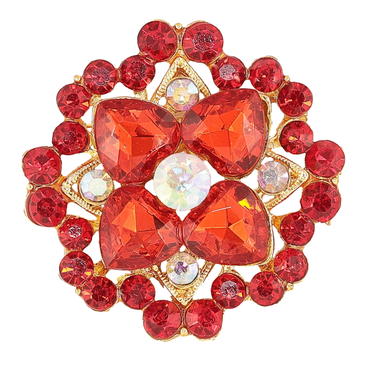 Брошь Цветок с красными стразами фото №2 Брошь Цветок с красными стразами фото №2