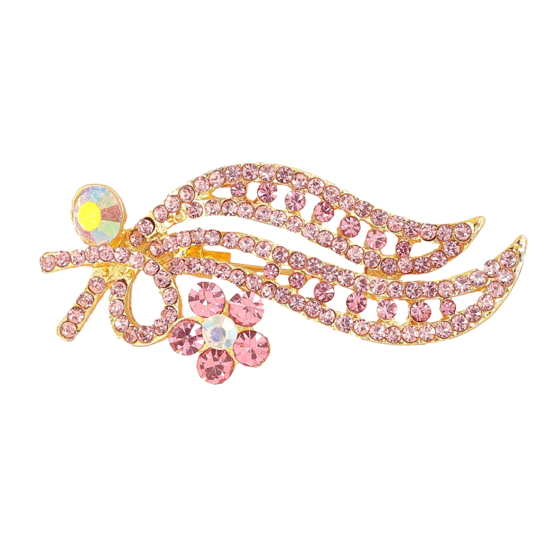 Брошка «Гілочка з рожевими стразами» фото №1 Брошка «Гілочка з рожевими стразами» фото №1
