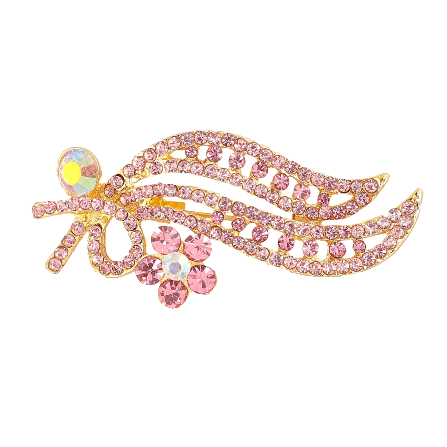 Брошка «Гілочка з рожевими стразами» фото №1 Брошка «Гілочка з рожевими стразами» фото №1