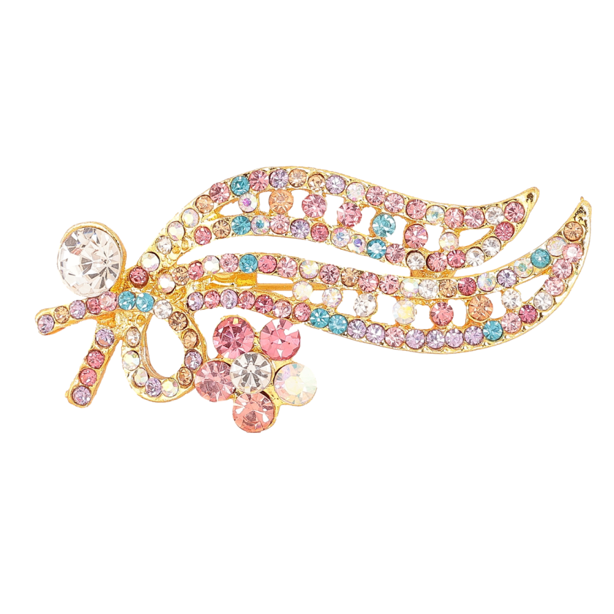 Брошь Веточка с разноцветными стразами фото №1 Брошь Веточка с разноцветными стразами фото №1