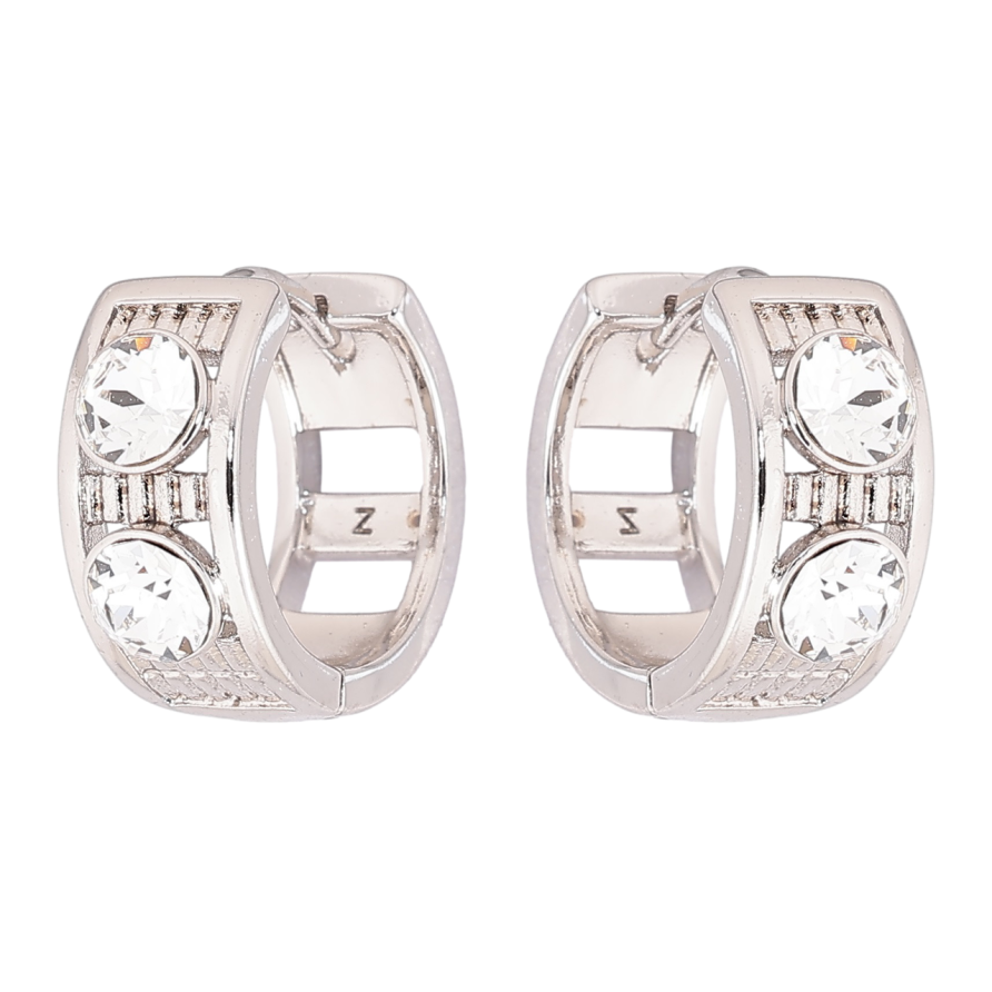 Серьги Xuping цвет Родий с кристаллами Swarovski колечки Кристаллы Clear фото №1