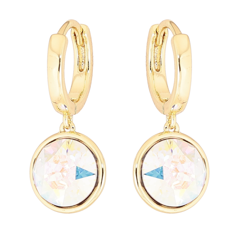 Серьги Xuping цвет 14К с кристаллами Swarovski подвески на колечках Кристаллы АВ ø 10мм фото №1