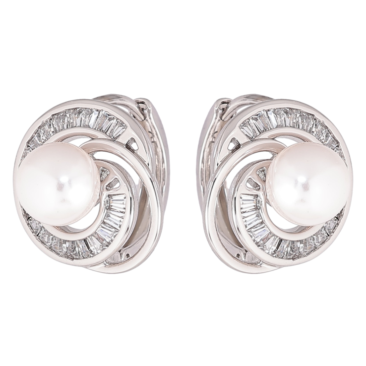 Серьги Xuping Родий колечки Спиральный узор с кристаллами и жемчужинами фото №15 Серьги Xuping Родий колечки Спиральный узор с кристаллами и жемчужинами фото №15