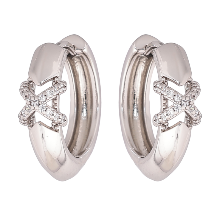 Серьги Xuping Родий колечки Узор крестики с кристаллами фото №8 Серьги Xuping Родий колечки Узор крестики с кристаллами фото №8