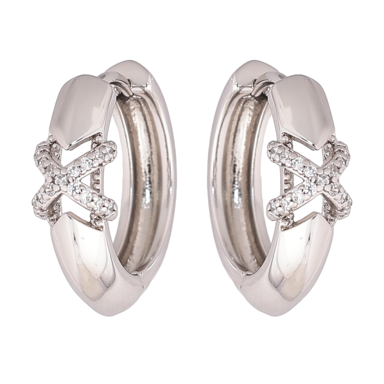 Серьги Xuping Родий колечки Узор крестики с кристаллами фото №1 Серьги Xuping Родий колечки Узор крестики с кристаллами фото №1