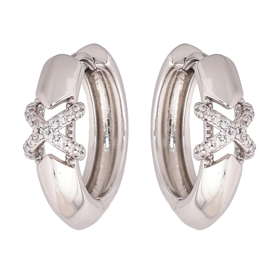 Серьги Xuping Родий колечки Узор крестики с кристаллами фото №1 Серьги Xuping Родий колечки Узор крестики с кристаллами фото №1