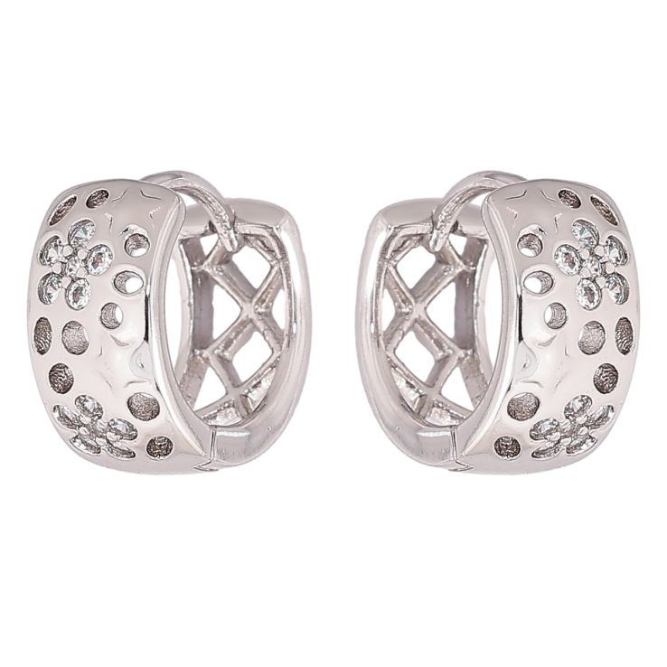 Серьги Xuping Родий колечки Узор с кристаллами фото №7 Серьги Xuping Родий колечки Узор с кристаллами фото №7