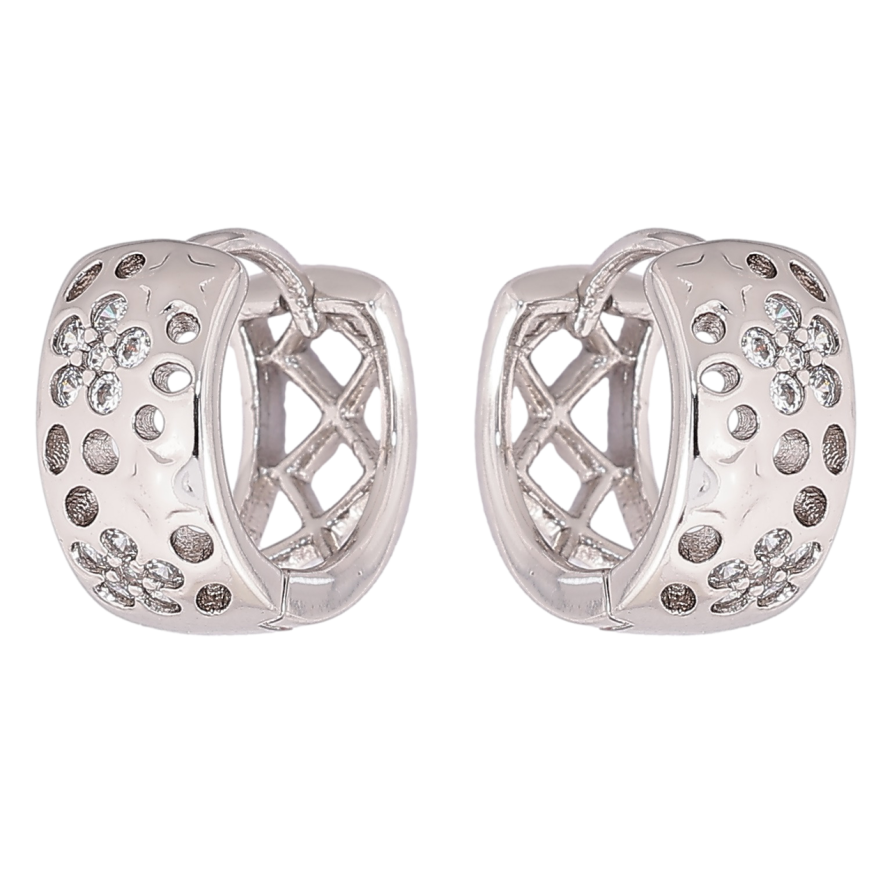 Серьги Xuping Родий колечки Узор с кристаллами фото №1 Серьги Xuping Родий колечки Узор с кристаллами фото №1