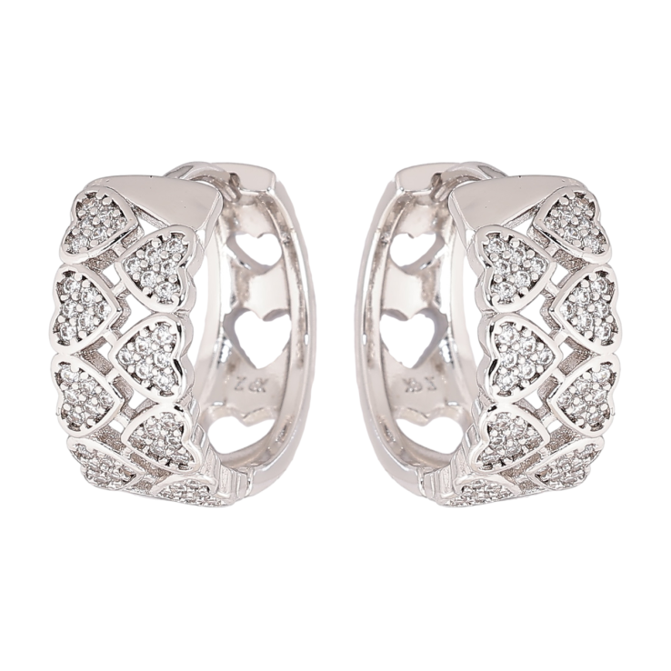 Серьги Xuping Родий колечки Узор сердечки с кристаллами фото №6 Серьги Xuping Родий колечки Узор сердечки с кристаллами фото №6