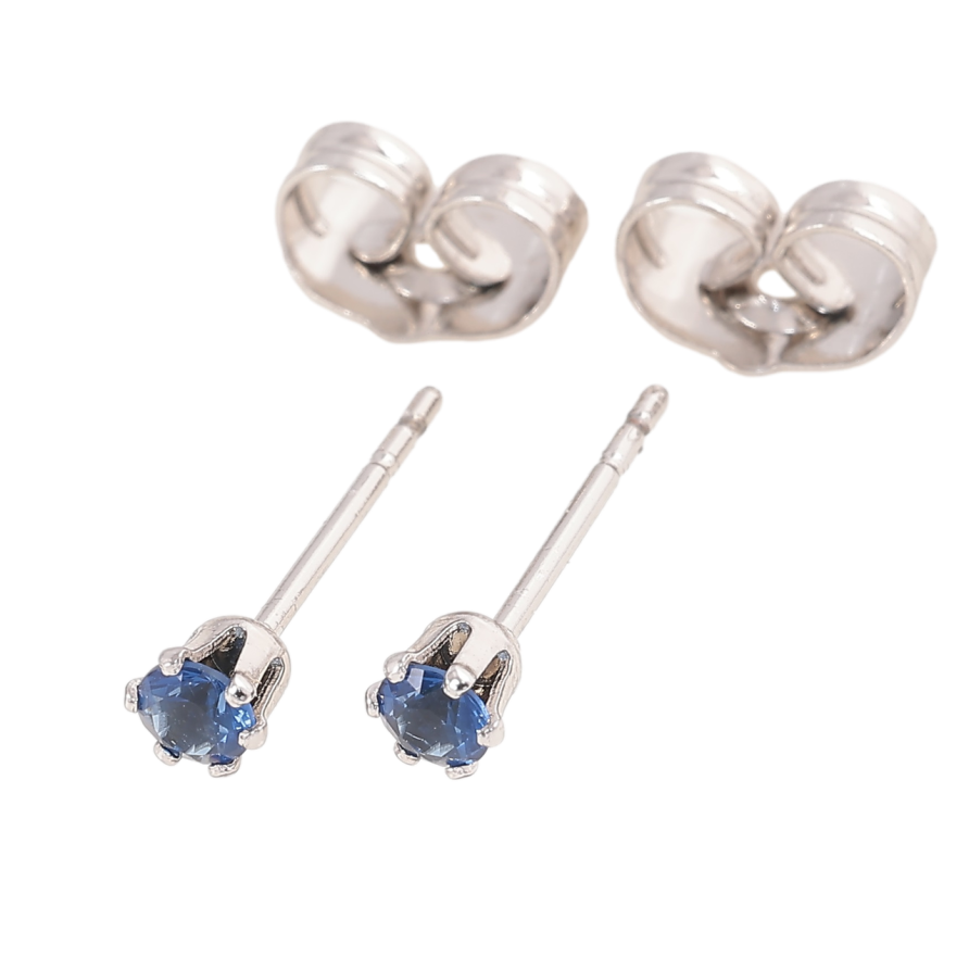 Серьги Xuping Родий пусеты Синие кристаллы в 6-ти крапановой оправе ø 3мм фото №1