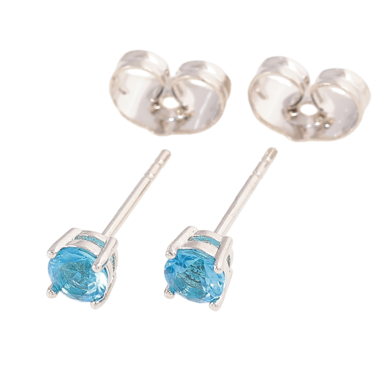 Серьги Xuping Родий пусеты Голубые кристаллы в 4-х крапановой оправе ø 4мм фото №1 Серьги Xuping Родий пусеты Голубые кристаллы в 4-х крапановой оправе ø 4мм фото №1