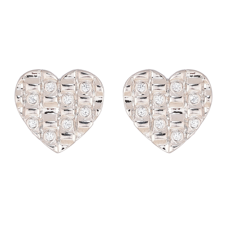 Серьги Xuping Родий пусеты Сердечки с кристаллами фото №1