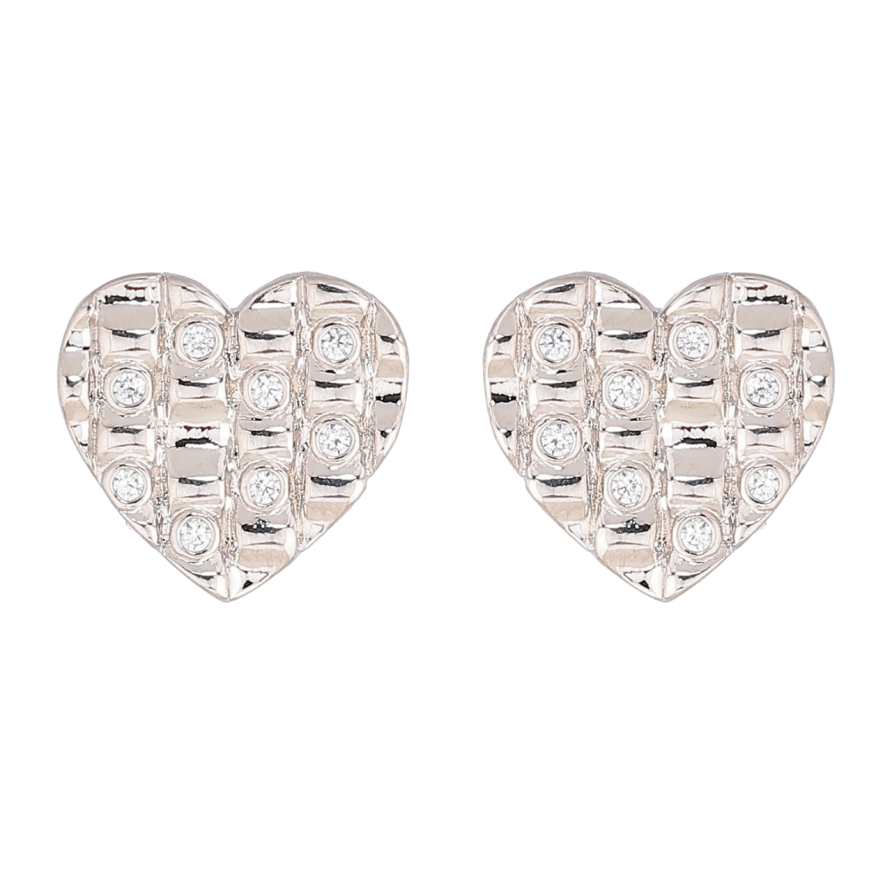 Серьги Xuping Родий пусеты Сердечки с кристаллами фото №1