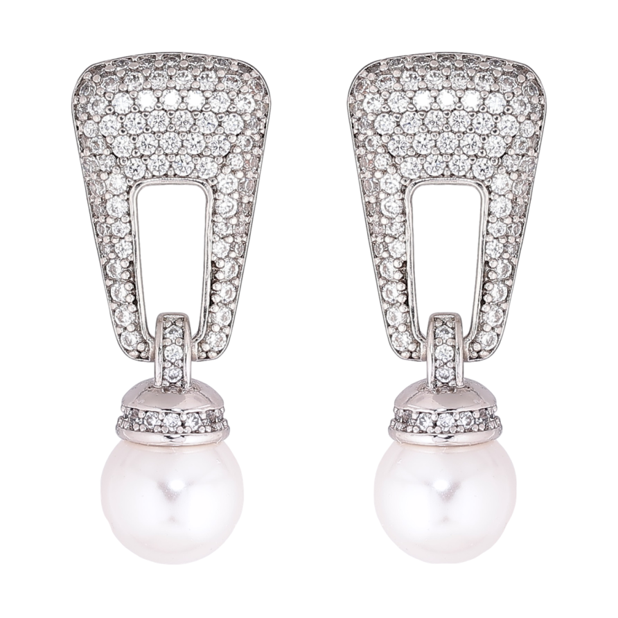 Серьги Xuping Родий пусеты Подвески с инкрустацией кристаллами и жемчужинами фото №1 Серьги Xuping Родий пусеты Подвески с инкрустацией кристаллами и жемчужинами фото №1