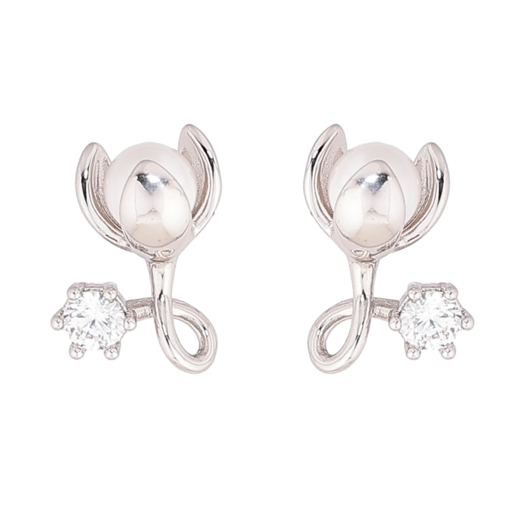 Серьги Xuping Родий пусеты Жемчужные бутоны с кристаллами фото №8 Серьги Xuping Родий пусеты Жемчужные бутоны с кристаллами фото №8