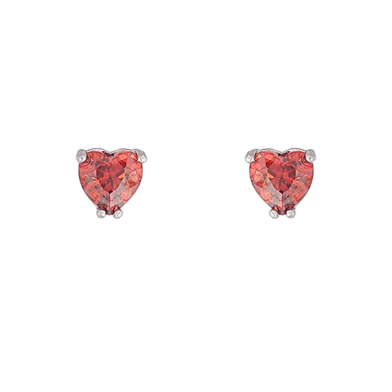 Серьги Xuping Родий пусеты Красные кристальные сердечки 4х4мм фото №1