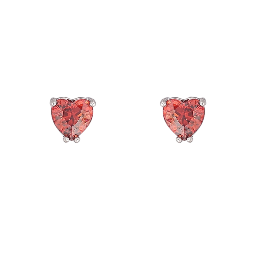 Серьги Xuping Родий пусеты Красные кристальные сердечки 4х4мм фото №1