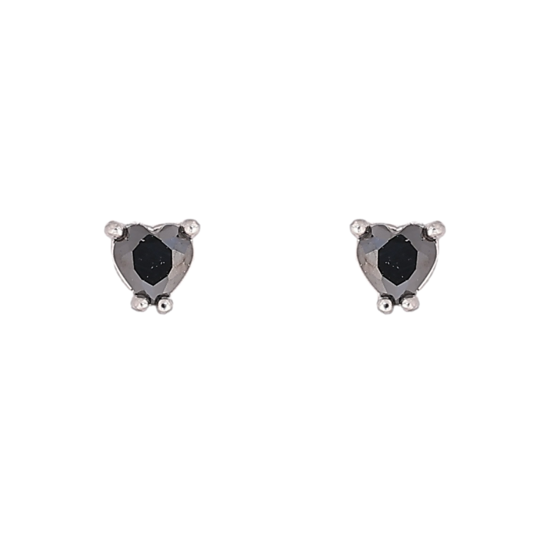 Сережки Xuping Родій пусети Чорні кристальні сердечка 3х3мм фото №1