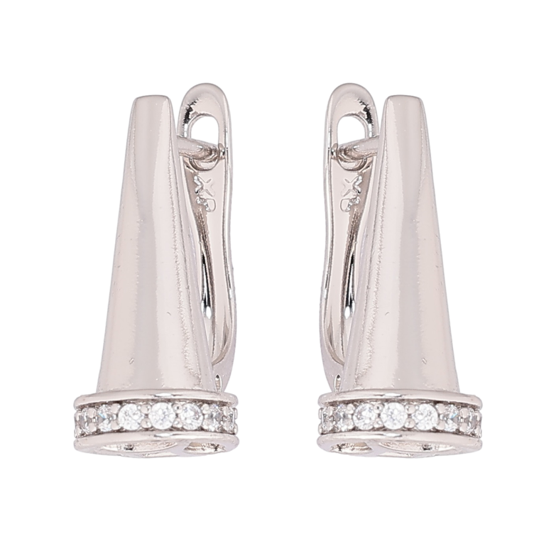 Серьги Xuping Родий английский замок Декоративные цилиндры с кристаллами фото №1