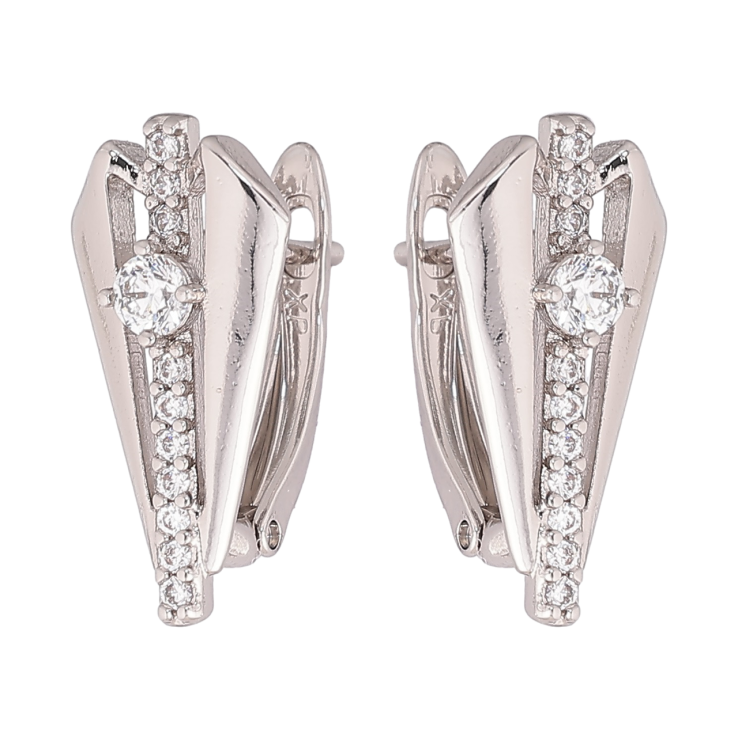 Серьги Xuping Родий английский замок Узор с кристаллами фото №2 Серьги Xuping Родий английский замок Узор с кристаллами фото №2