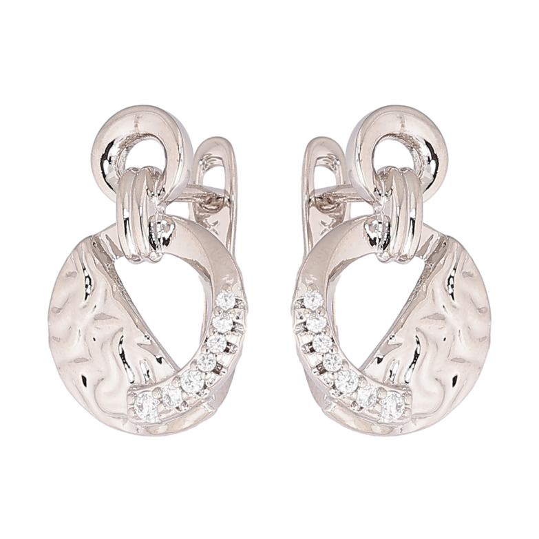 Сережки Xuping Родій англійський замок Декоративний візерунок з кристалами фото №3 Сережки Xuping Родій англійський замок Декоративний візерунок з кристалами фото №3